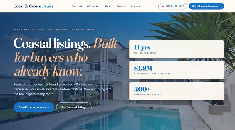 Coast & Crown Realty homepage preview
