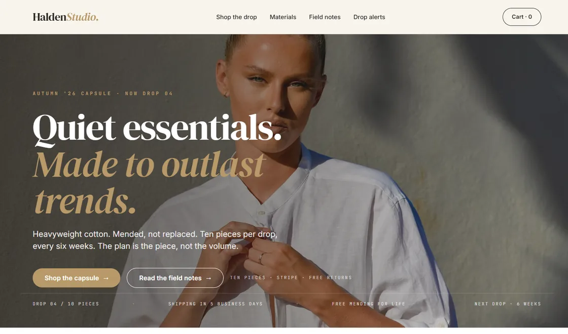 Halden Studio homepage at 1440px width