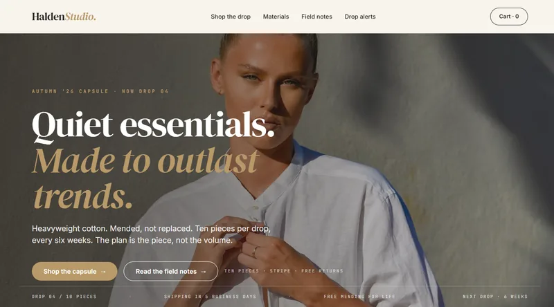 Halden Studio homepage preview