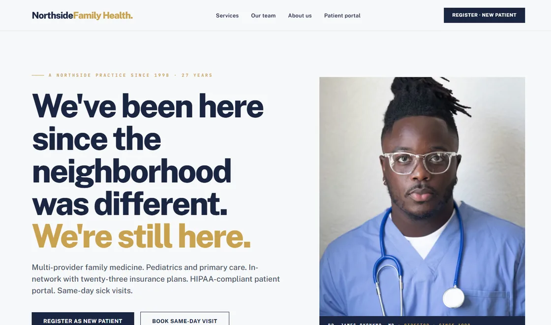 Northside Family Health homepage at 1440px width