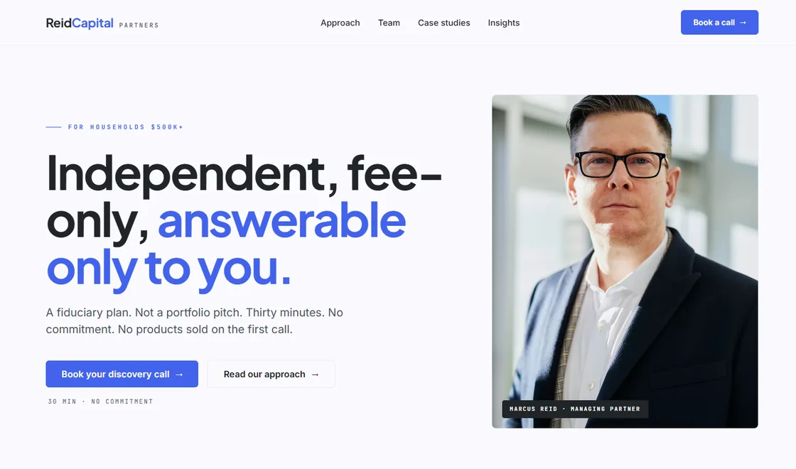 Reid Capital Partners homepage at 1440px width