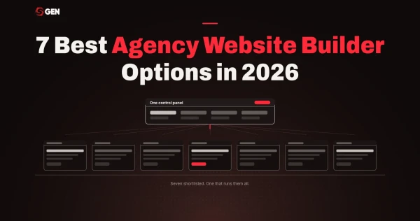 One control panel connected to seven client site cards below it.