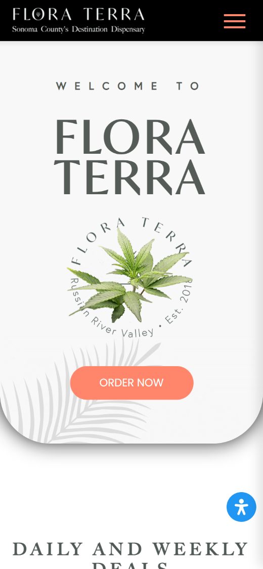 Flora Terra dispensary site on mobile